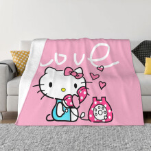 Deka Hello Kitty, flanelové fleecové přehozy, super měkké, útulné, teplé, plyšové povlečení na pohovku, obývací pokoj, ložnici -