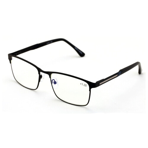 Men Rectangular Stainless Steel Reading Glasses Anti Blue Ray Lens - Computer Reader - Wide Fitment