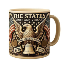 1776-2026 USA 250th Anniversary Mug, 3D Print Ceramic Coffee Cup Compatible with U.S. Patriotic Fans, Gifts for Veterans & Enthusiasts