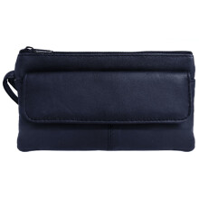 Bolsa de pulso azul em couro napa de cordeiro