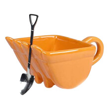 Personalized Excavator Bucket Mug, 330ml Construction Coffee Cup with Digger Spoon, Whiskey Ashtray (Black)
