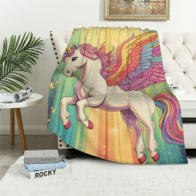 Regenbogen-Einhorn-Decke für Mädchen, niedliches Muster, Flanell-Überwurfdecke für Zuhause, Couch, Bett, Sofa, weich, flauschig, leicht,