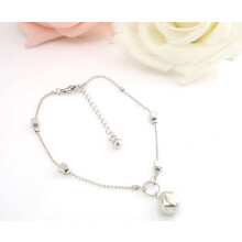 Enkelbandje van 925 sterling zilver voor dames, zilveren dobbelsteen enkelbandje, sandaal, blote voeten, strand, voetsieraad