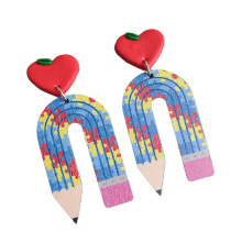 1 par de pendientes de moda con forma de lápiz, encantadores y creativos, con diseño de leopardo. Pendientes de moda para mujer, ideales para