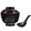 1 σετ ιαπωνικό μπολ σούπας miso με κουτάλι, μπολ με ρύζι σε ιαπωνικό στιλ, καλυμμένο 1