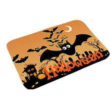 Halloween dørmåtte 63,6*43,8 cm, kompatibel med Tomb Night Pumpkin Flagermus Design, skridsikker indgangsmåtte til indendørs og udendørs brug