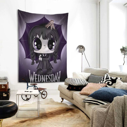 Ταπισερί Wednesday Addams, Μεγάλο Banner, Κρεμαστές Ταπισερί, Αισθητική Αφίσα, Φόντο, Τέχνη, 1
