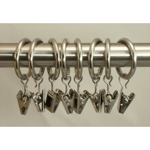 Urbanest 1" Metal Curtain Rings With Clips, Set of 40, Brushed Steel