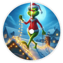Spódnica choinkowa Grinch World Travel z pomponami, dekoracje na świąteczne i noworoczne przyjęcie 30
