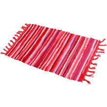 Chindi Rag Rug, 24'' x 35'', Red, Machine Washable Cotton Reversible Hand Woven Multi Color Striped Area Rug for Bedroom, Living Room, Kitchen