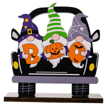 Decoração de Halloween: Placas de madeira com abóboras e anões para centro de mesa. Ideal para decorar a sala de estar.
