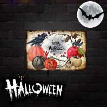 Placa de metal decorativa de Halloween Kayannuo, 30x20cm (12x8 polegadas), ideal para decorar paredes e portas internas.