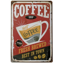 Cafenea cafea caldă Vintage Metal tin semn poster acasă placă poster perete artă pub bar decor 12x8