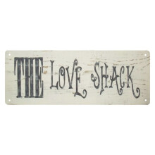 Metalowy znak blaszany „The Love Shack”, znak uliczny, rustykalna sztuka, dekoracja ścienna, sklep, jaskinia mężczyzny, bar, zabawa, zabytkowy