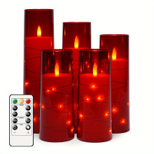 Flammenlose LED-Kerzen, 5 Stück, Acryl, batteriebetrieben mit Fernbedienung, geeignet für Zuhause, Halloween, Weihnachten und Hochzeitsdekoration