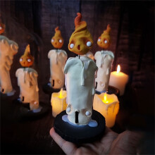 YANHAIGONG2024 Decorações de Halloween, Enfeite de Vela Assustador em Resina para Decoração de Interiores, Decoração de Terror