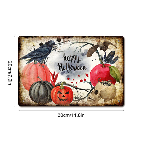 Placa de metal decorativa de Halloween Kayannuo, 30x20cm (12x8 polegadas), ideal para decorar paredes e portas internas. 2