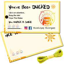 50Pcs You've been Ducked Cards, compatible with Jeep Duck Tags, 3.5 x 2 Inch, with Hole & Twine for Rubber Ducks, Car Decor - You Quack A Smile (Sun