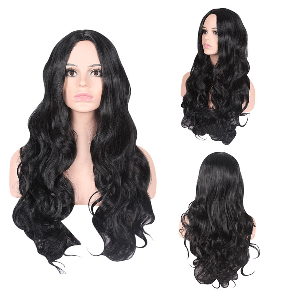 Wigs for Women Black Medium Long Curly Female Long Hair Big Wavy Curly Hair Foreign Trade Border Star Wig Wigs Human Hair
