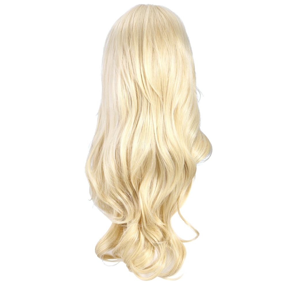 Unisex Long Blonde Wavy Wig Heat Resistant Synthetic Wavy Hair Full Hair Wigs For Women