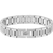 Collection Link Bracelet in Stainless Steel Embellished with Petit Piqué Pattern - Available for Him and Her silver