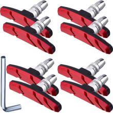 pairs of V-brake pads with hex nuts and spacers V bicycle brake pads set 70 mm, red