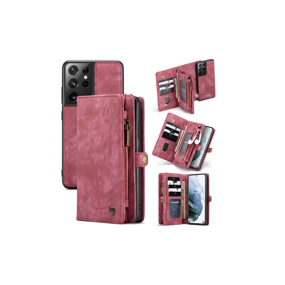 Caseme Wallet Case Multi-Slot Compatible With Samsung Galaxy S21 Ultra Red 9191629647231