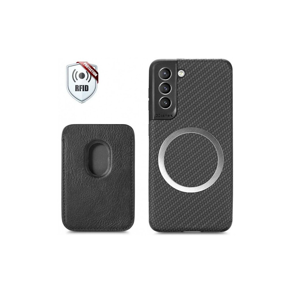 Compatible With Samsung S21 Plus Shockproof Case With Magnetic Card Holder Magsafe Rfid Black 9191629647224