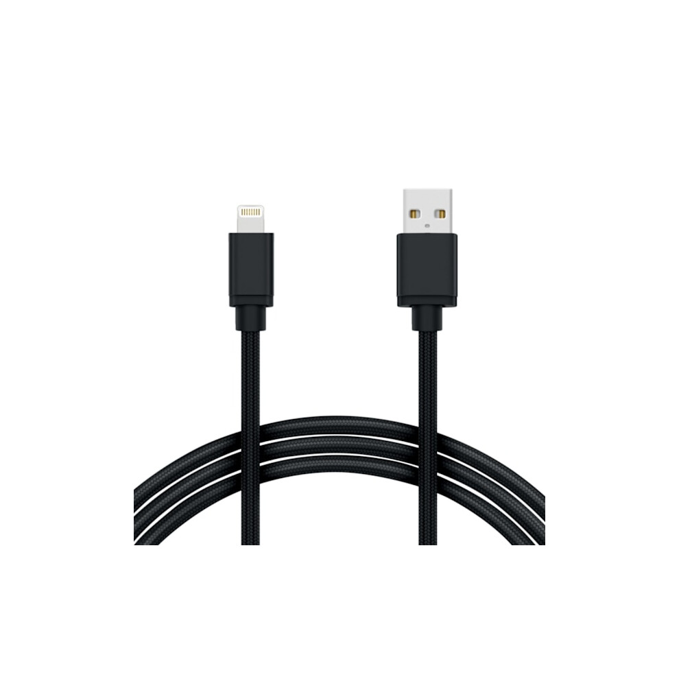 1M Cable Compatible With Iphone Charger Nylon Quick Charge 5-Pack Black 9191629647552