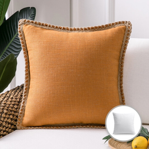 Phantoscope 18" x 18" Farmhouse Orange Polyester Throw Pillow