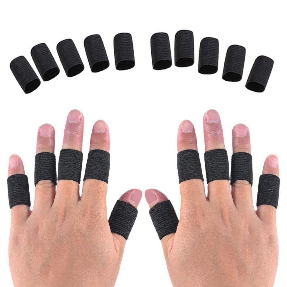Hesroicy 10Pcs Stretchy Finger Protector Sleeve Support Arthritis Sport Aid Straight Wrap