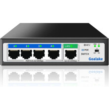 5 Port AI Unmanaged PoE+ Switch(4 POE+ Ports +1 Uplink),802.3af/at PoE+ 100Mbps, 52W Built-in Power, AI