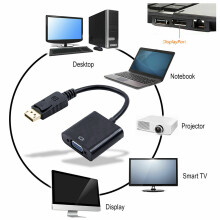 SUSUchens DisplayPort DP Male to VGA Female Adapter Converter Cable for PC Projector TV Black