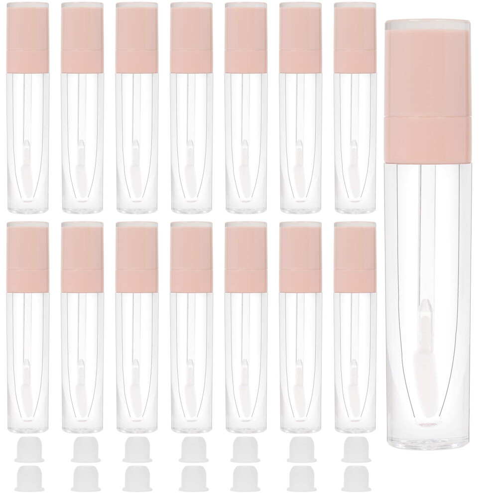 15pcs 8ml Empty Lip Gloss Tubes Refillable Clear Bottles with Color Caps for DIY Lip Balm