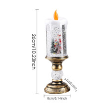 Cute Christmas Snow Globe Flameless Candle, 6H Timer, Battery Operated, Glittering Tornado Lamp, Santa Table Centerpiece