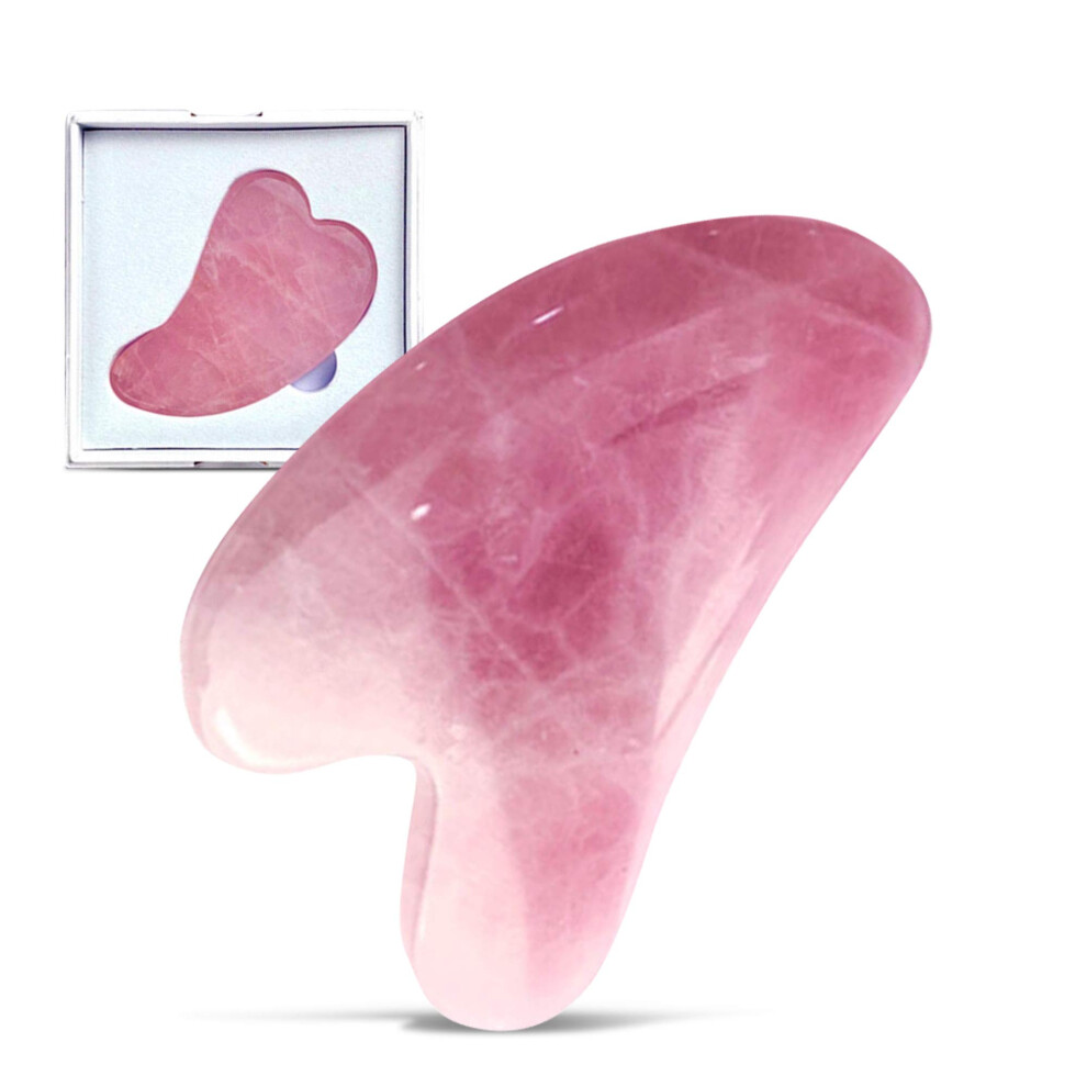 Rose Quartz Gua Sha Facial Sculpting Tool for Wrinkle Reduction and Lymphatic Drainage