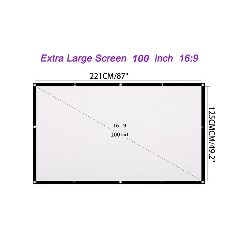 Portable Projector Screen 16:9 Hd Folding,Indoor Outdoor Movie Screen Gaming Office Home Cinema Projector Screen 100Inch 9395123855820