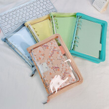 Agenda Hesroicy A5/A6, con cremallera desmontable con diseño floral, color macaron, resistente al agua, cubierta para cuaderno de hojas sueltas de 6