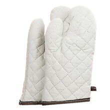 Gants de cuisine blancs (lot de 2) thermiques pour barbecue et grillades, résistants aux hautes températures