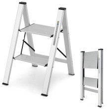 Trappstege 2-stegs fällbar aluminiumstege upp till 150 kg silver