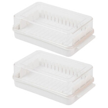 Lot de 2 boîtes à beurre avec couvercles, distributeur de beurre, récipients de 120 ml avec couvercles, presse à beurre et plateau à beurre