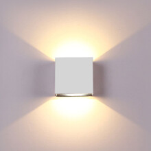 Applique murale LED moderne HAOAN, éclairage cube vers le haut et vers le bas, pour intérieur et extérieur (coque blanche, lumière blanc chaud)