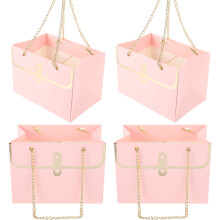 Sacs en papier cabas Ă main pour emballer des cadeaux pour femmes, cadeaux d'anniversaire, shopping, Miss Pink, lot de 4