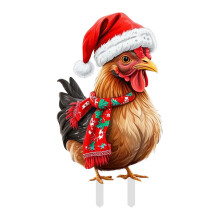 Décoration de jardin en acrylique 2D représentant un adorable poulet, un hérisson et un lapin - Décoration de Noël pour le jardin, 25 cm,