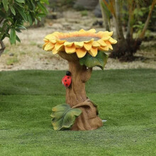 Bains d'oiseaux d'extérieur Wamans, sur piédestal marron, fait main, style antique, en résine, pour la décoration de jardin.