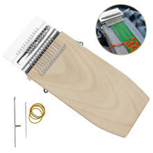 NUAHRHY Small Weaving Loom Kit with 14 Hooks, Portable Mini Darning Loom, Speedweve Type Weave Tool for Beginners, Compatible with Jeans, Socks,