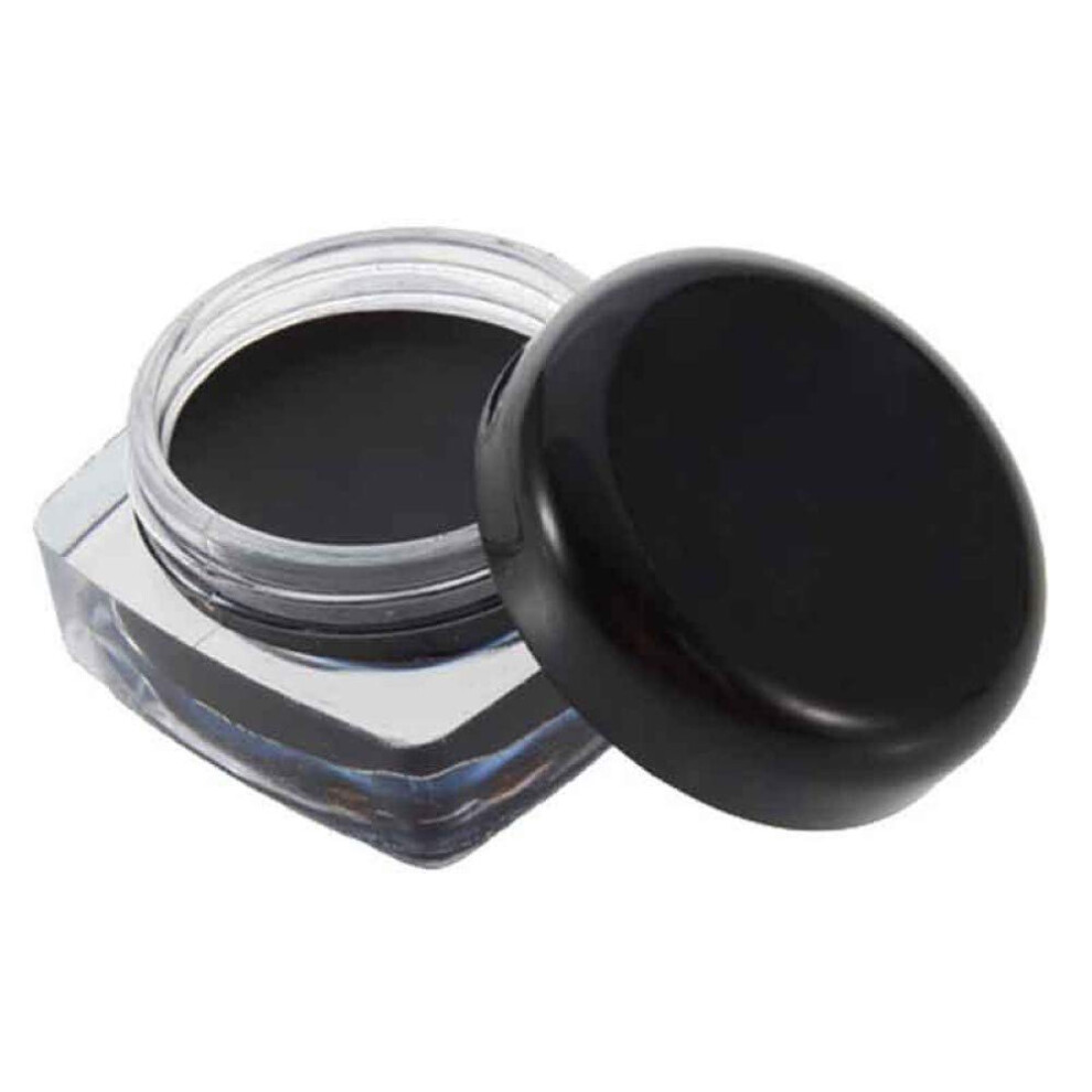 Black Waterproof Gel Eyeliner With Brush Long Lasting Smudge Proof Smooth Glide