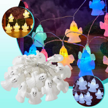 Halloween LED-slinger met griezelthema, kleurrijke decoratie voor binnen en buiten, voor feestjes, ramen en terrassen - past bij Halloween-thema's