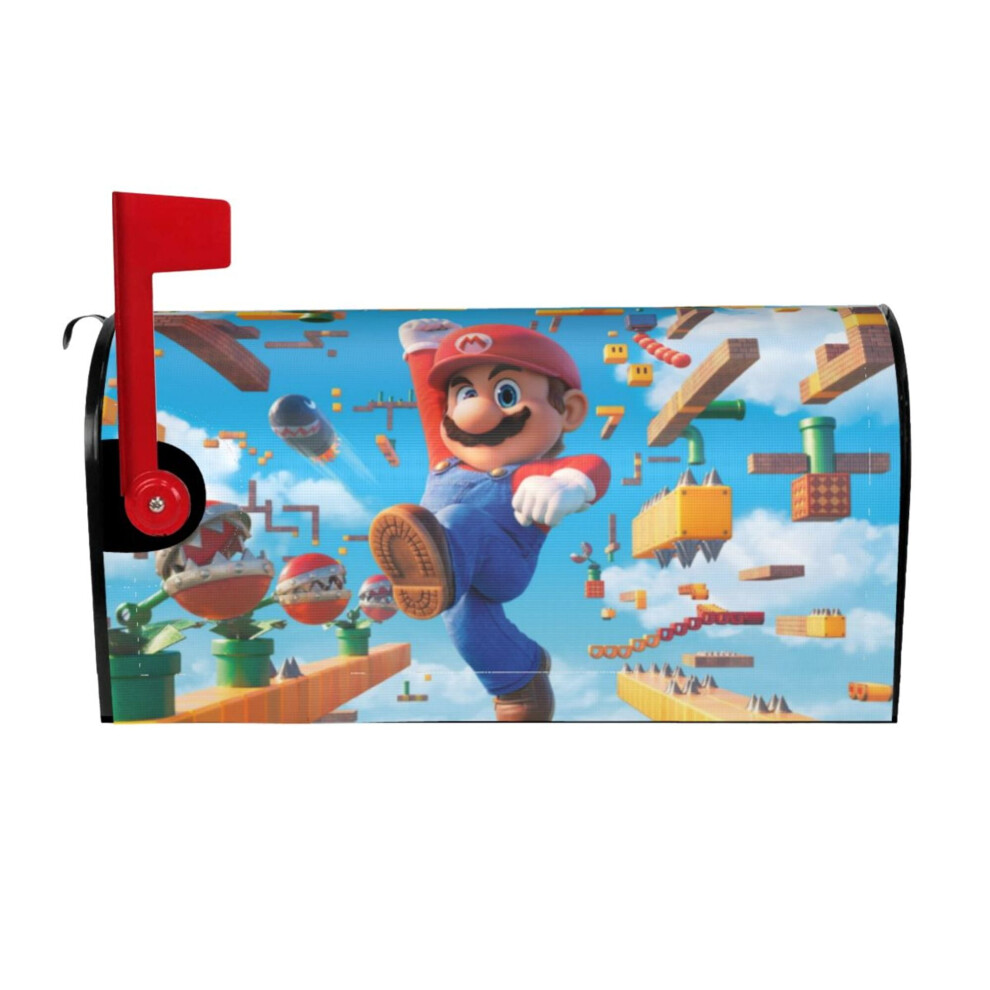 Cartoon Super Mario Mailbox Cover 25.5X21 In, Magnetic Dust-Proof Christmas Winter Letterbox Covers For Home Decor 9423501396945