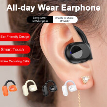 SUSUchens 1-pack trådlösa headset riktade ljud öronhängande brusreducering låg latens Bluetooth-kompatibel 5.3 hörlurar vita